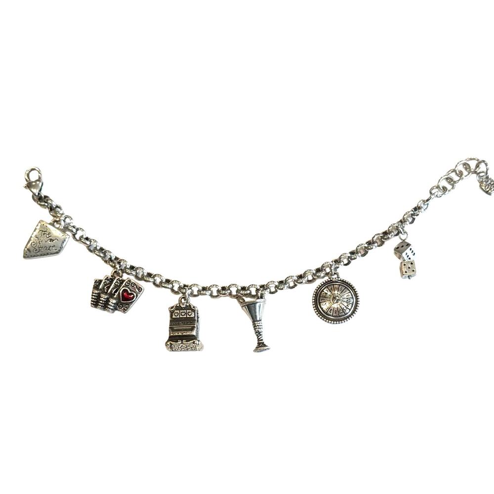 Brighton Viva Las Vegas silver charm bracelet EUC